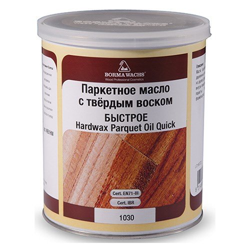 Масло восковое паркетное прозрачное Borma Wahcs, 1л.